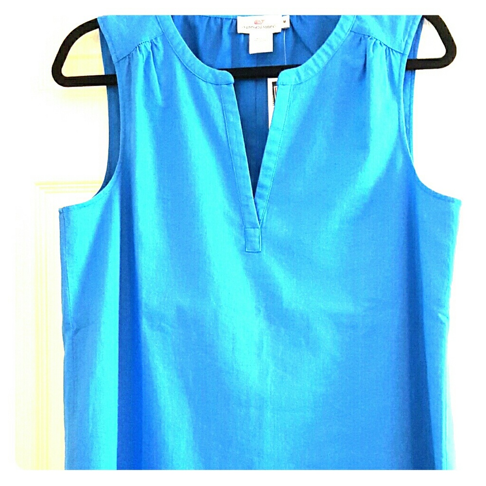 NWT Vineyard Vines Aqua Blouse Linen blend M